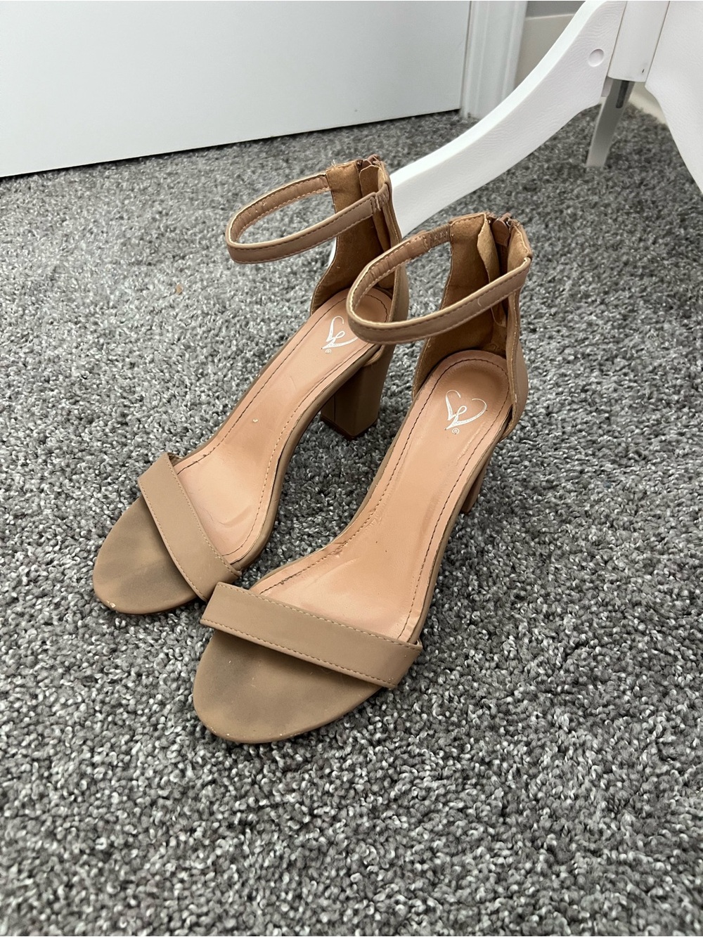 Windsor Nude Ankle-Strap Block Heel Sandals